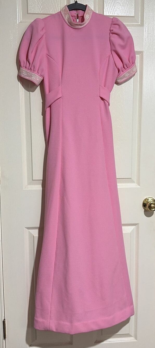 Handmade Maxi Pink Dress With Lace Dress